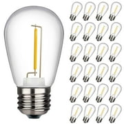 TJOY 24 Pack LED S14 Replacement Light Bulbs,1 Watt Shatterproof \u0026 Waterproof Bulbs for Outdoor String Lights, 2700K Warm White Edison Vintage Style, Equivalent to 11w Incandescent Bulbs, E26 Base